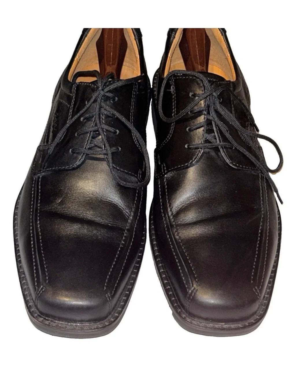 Ecco Men's Black Leather Lace-Up Dress Shoes lightweightr 13 E xtra wide